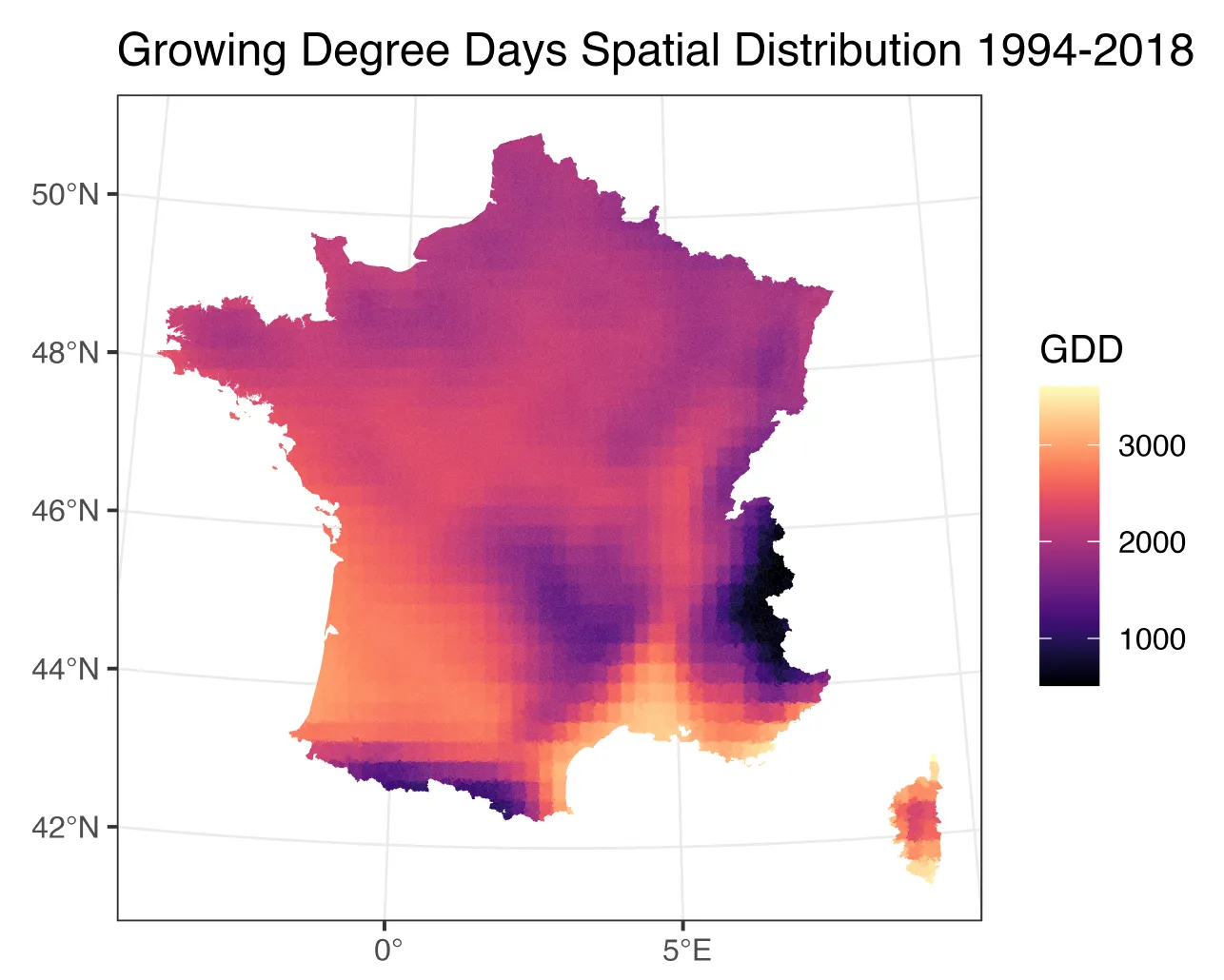 Growing Degree Days Spatial Distribution 1994-2018